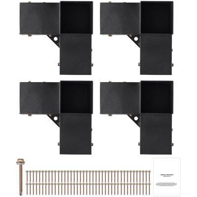 Sans Marque Kit Support Pergola 3 Voies Pour Poteau Gazebos 4''X4'' 10x10 Cm Lot De 4 - Publicité Sans Marque Kit Support Pergola 3 Voies Pour Poteau Gazebos 4''X4'' 10x10 Cm Lot De 4 - Publicité