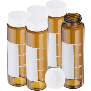 Uxcell 5 Pcs 50ml Flacons Verre Ambré Bouchons Vis Blancs Étiquette Graduée - Publicité Uxcell 5 Pcs 50ml Flacons Verre Ambré Bouchons Vis Blancs Étiquette Graduée - Publicité