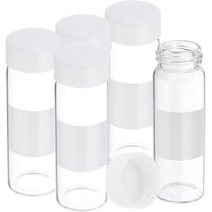 Uxcell 5 Pcs 30ml Flacons Verre Transparent Bouchons Vis Blancs Étiquette - Publicité Uxcell 5 Pcs 30ml Flacons Verre Transparent Bouchons Vis Blancs Étiquette - Publicité
