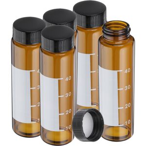 Uxcell 5 Pcs Flacons En Verre Ambré 50ml Avec Bouchons Noirs À Vis Et Échelle Graduée - Publicité Uxcell 5 Pcs Flacons En Verre Ambré 50ml Avec Bouchons Noirs À Vis Et Échelle Graduée - Publicité