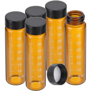 Uxcell 5 Flacons Verre 40ml Bouchons Noirs Avec Échelle - Publicité Uxcell 5 Flacons Verre 40ml Bouchons Noirs Avec Échelle - Publicité