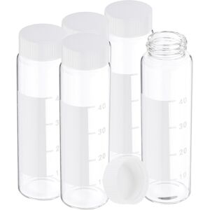 Uxcell 5x50ml Flacons Verre Bouchons Vis Blancs Étiquette Graduée - Publicité Uxcell 5x50ml Flacons Verre Bouchons Vis Blancs Étiquette Graduée - Publicité