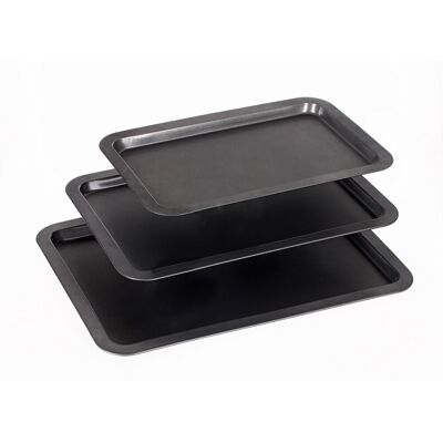 Secret De Gourmet Lot De 3 Plaques De Cuisson À Four Acier Au Carbone Anti-Adhésif Léche Frite - Publicité Secret De Gourmet Lot De 3 Plaques De Cuisson À Four Acier Au Carbone Anti-Adhésif Léche Frite - Publicité