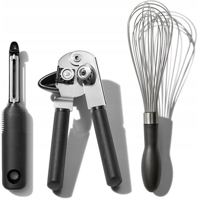 Ensemble d'outils de cuisine essentiels en acier inoxydable de 3 pièces OXO good grips - Publicité Ensemble d'outils de cuisine essentiels en acier inoxydable de 3 pièces OXO good grips - Publicité