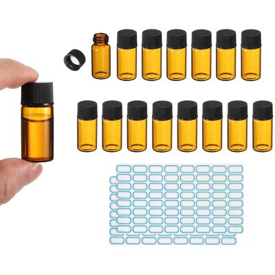 Uxcell Flacons En Verre Ambré 5ml, 15 Pièces Pour Échantillons Avec Étiquettes - Publicité Uxcell Flacons En Verre Ambré 5ml, 15 Pièces Pour Échantillons Avec Étiquettes - Publicité