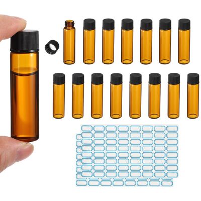 Uxcell 12 Flacons En Verre Ambré De 12ml Pour Échantillons Avec Étiquettes - Publicité Uxcell 12 Flacons En Verre Ambré De 12ml Pour Échantillons Avec Étiquettes - Publicité