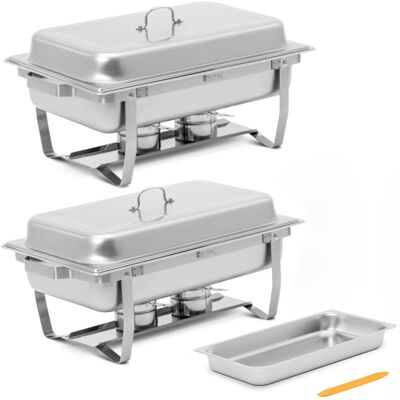 Royal Catering Bain-Marie Chauffe-Plats Gn 1/1 7,5 L Acier - Lot De 2 Pièces. Publicité Royal Catering Bain-Marie Chauffe-Plats Gn 1/1 7,5 L Acier - Lot De 2 Pièces. Publicité
