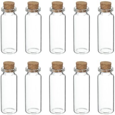 Uxcell 10 Flacons Verre Mini Bouchons Liège 12ml Pots Verre Clair - Publicité Uxcell 10 Flacons Verre Mini Bouchons Liège 12ml Pots Verre Clair - Publicité