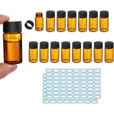 Uxcell Flacons En Verre Ambré 20ml Pour 15 Flacons À Échantillon Avec Étiquettes - Publicité Uxcell Flacons En Verre Ambré 20ml Pour 15 Flacons À Échantillon Avec Étiquettes - Publicité