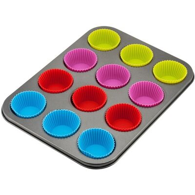 Moule à muffins Kinghoff avec inserts en silicone - Publicité Moule à muffins Kinghoff avec inserts en silicone - Publicité