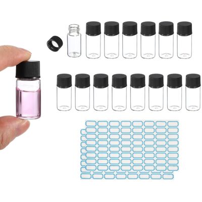 Uxcell Flacons En Verre Transparent 5ml, 15 Pièces Pour Échantillons Avec Étiquettes - Publicité Uxcell Flacons En Verre Transparent 5ml, 15 Pièces Pour Échantillons Avec Étiquettes - Publicité