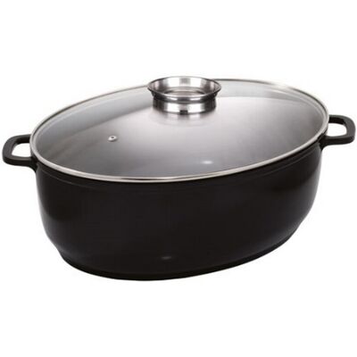 Baumalu Cocotte Mijoteuse Ovale 43cm/11l Noir 384931 - Publicité Baumalu Cocotte Mijoteuse Ovale 43cm/11l Noir 384931 - Publicité