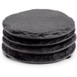 Eurowagens 4 Pcs Sous-Verres Ronds Noirs Faits Main Pour Boissons - Publicité Eurowagens 4 Pcs Sous-Verres Ronds Noirs Faits Main Pour Boissons - Publicité