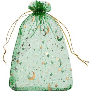 Uxcell 100 Pcs Sac Organza 4\"X6\" Transparent Lune Étoile Cordonnet Vert-Or - Publicité Uxcell 100 Pcs Sac Organza 4\"X6\" Transparent Lune Étoile Cordonnet Vert-Or - Publicité