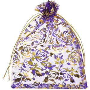 Uxcell 100 Pcs Sac Organza 5\"X7\" Violet-Or Transparent Coeur Filet Cordonnet - Publicité Uxcell 100 Pcs Sac Organza 5\"X7\" Violet-Or Transparent Coeur Filet Cordonnet - Publicité
