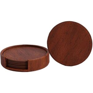 Eurowagens Lot De 6 Bois Grain Cuir Sous-Verre Pour Thé Café Tasses Isolé - Publicité Eurowagens Lot De 6 Bois Grain Cuir Sous-Verre Pour Thé Café Tasses Isolé - Publicité