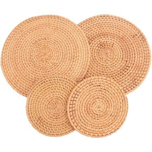 Eurowagens Ensemble De 4 Sous-Verres En Rattan Tressé, Trivet Tissé Pour Plats Chauds - Publicité Eurowagens Ensemble De 4 Sous-Verres En Rattan Tressé, Trivet Tissé Pour Plats Chauds - Publicité