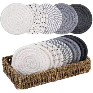 Eurowagens Set De 10 Sous-Verres En Herbe De Mer Avec Panier Boho Absorbant - Publicité Eurowagens Set De 10 Sous-Verres En Herbe De Mer Avec Panier Boho Absorbant - Publicité