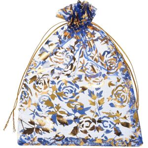 Uxcell 100 Pcs Sac Organza 4x6\" Transparent Cordon Bleu-Or - Publicité Uxcell 100 Pcs Sac Organza 4x6\" Transparent Cordon Bleu-Or - Publicité