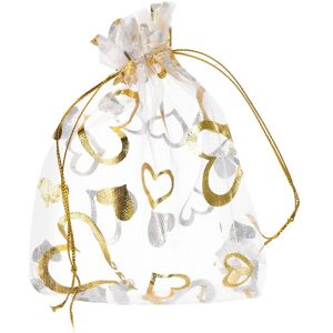 Uxcell 100 Pcs Sac Organza 3.5\"X4.7\" Cœur Transparent Cordon Blanc-Or - Publicité Uxcell 100 Pcs Sac Organza 3.5\"X4.7\" Cœur Transparent Cordon Blanc-Or - Publicité