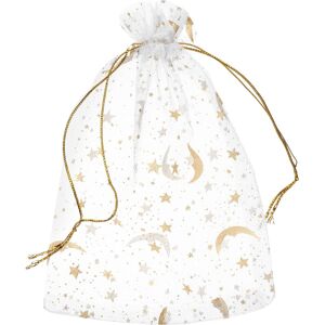 Uxcell 100 Pcs Sac Organza 4x6\" Transparent Lune Cordonnet Blanc-Or - Publicité Uxcell 100 Pcs Sac Organza 4x6\" Transparent Lune Cordonnet Blanc-Or - Publicité