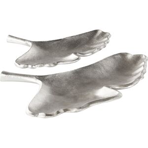 Beliani Set Plateaux Bibelots En Métal Accessoire De Table Forme Feuille Argent Palenque - Publicité Beliani Set Plateaux Bibelots En Métal Accessoire De Table Forme Feuille Argent Palenque - Publicité