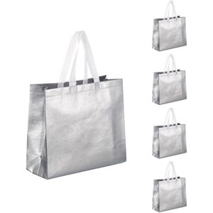 Uxcell Pour 12pcs Sacs Cadeau Réutilisables, Sac Shopping Brillant Argenté Anniversaire - Publicité Uxcell Pour 12pcs Sacs Cadeau Réutilisables, Sac Shopping Brillant Argenté Anniversaire - Publicité