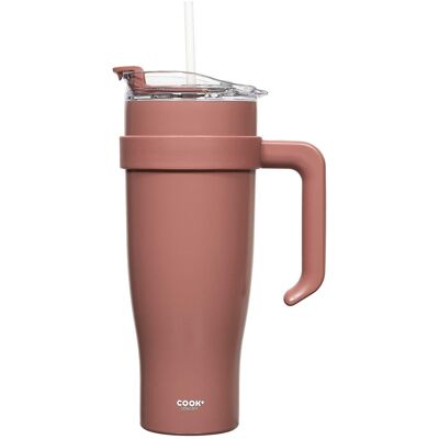 Sans Marque Mug Isotherme Miami 1,2 L Rose Avec Paille Et Anse - Publicité Sans Marque Mug Isotherme Miami 1,2 L Rose Avec Paille Et Anse - Publicité