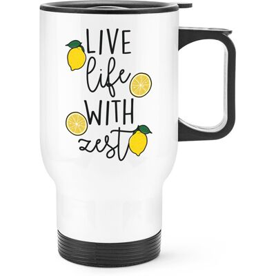 Gift Base Live Life Avec Zest Citron Voyage Tasse Avec Poignée Blague Inspirant Citation - Publicité Gift Base Live Life Avec Zest Citron Voyage Tasse Avec Poignée Blague Inspirant Citation - Publicité