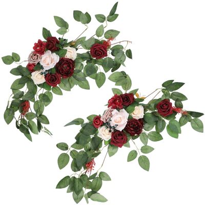 Uxcell 2 Pcs Pour De Mariage 26\\\" Fleurs Artificielles Soie Rouge Foncé/rose - Publicité Uxcell 2 Pcs Pour De Mariage 26\\\" Fleurs Artificielles Soie Rouge Foncé/rose - Publicité