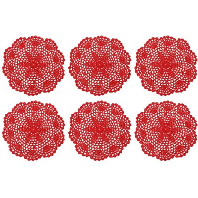 Uxcell Pour Crochet Doilies 6pcs 8 Inch - Dessous De Verre En Coton Fait Main (Rouge) - Publicité Uxcell Pour Crochet Doilies 6pcs 8 Inch - Dessous De Verre En Coton Fait Main (Rouge) - Publicité