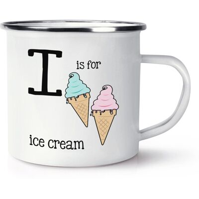 Gift Base Lettre I Est Pour La Crème Glacée Tasse En Émail Rétro Alphabet - Publicité Gift Base Lettre I Est Pour La Crème Glacée Tasse En Émail Rétro Alphabet - Publicité