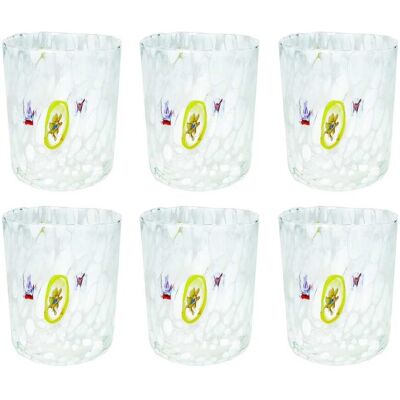 Brandani Lot De 6 Verres Pavone Blanc 400ml En Verre - Publicité Brandani Lot De 6 Verres Pavone Blanc 400ml En Verre - Publicité