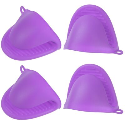 Uxcell 4pcs Épaissi Chaleur Résistant Silicone Poignées Pot Support Résistant Violet - Publicité Uxcell 4pcs Épaissi Chaleur Résistant Silicone Poignées Pot Support Résistant Violet - Publicité