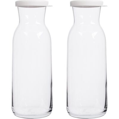2x Lav Couvercle Blanc 1.2l Fonte Carafe En Verres Eau Vin Bouteille Ensemble - Publicité 2x Lav Couvercle Blanc 1.2l Fonte Carafe En Verres Eau Vin Bouteille Ensemble - Publicité