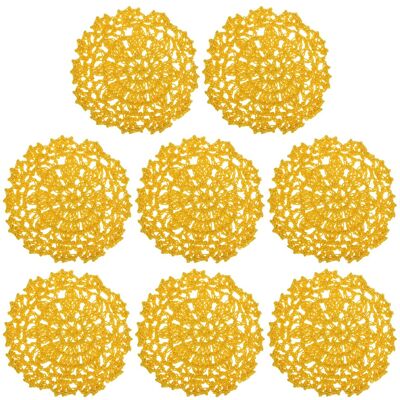 Uxcell Tissu Sous-Verres, 8pcs 4\" - Coton Tissé Crochet Broderie Tasse Tapis (Jaune) - Publicité Uxcell Tissu Sous-Verres, 8pcs 4\" - Coton Tissé Crochet Broderie Tasse Tapis (Jaune) - Publicité
