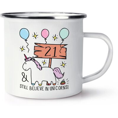 Gift Base Mug En Émail Licorne Rétro 21e Anniversaire Céramique Blanc - Cadeau Drôle - Publicité Gift Base Mug En Émail Licorne Rétro 21e Anniversaire Céramique Blanc - Cadeau Drôle - Publicité
