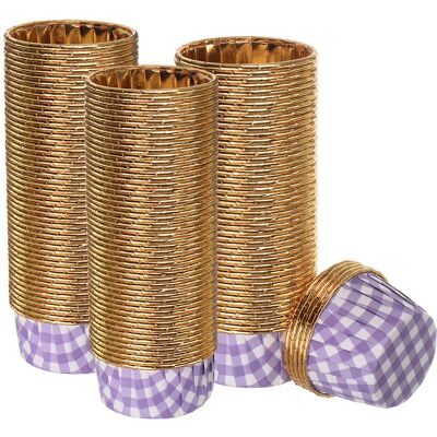 Uxcell Or Violet Plaid Cupcake Tasses, 150pcs Aluminium Feuille Cuisson Tasses Mariage - Publicité Uxcell Or Violet Plaid Cupcake Tasses, 150pcs Aluminium Feuille Cuisson Tasses Mariage - Publicité