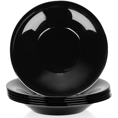 Sans Marque Assiettes Creuses En Verre, Noires, 21,5 Cm, 400 Ml, 6 Pièces. Publicité Sans Marque Assiettes Creuses En Verre, Noires, 21,5 Cm, 400 Ml, 6 Pièces. Publicité