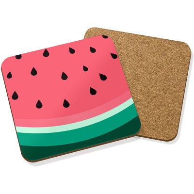 Gift Base Sous-Verre En Carton De Boissons Pastèque D'Été X4 - Fruit Juteux - Publicité Gift Base Sous-Verre En Carton De Boissons Pastèque D'Été X4 - Fruit Juteux - Publicité