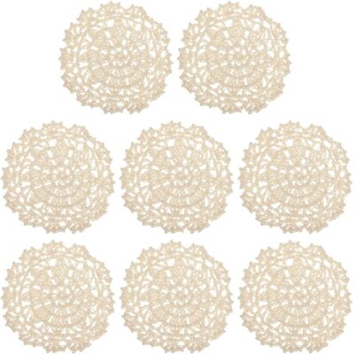 Uxcell Tissu Sous-Verres, 8pcs 4\" - Coton Tissé Crochet Broderie Tasse Tapis (Beige) - Publicité Uxcell Tissu Sous-Verres, 8pcs 4\" - Coton Tissé Crochet Broderie Tasse Tapis (Beige) - Publicité