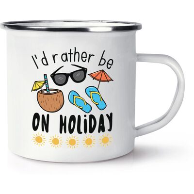 Gift Base I'D Rather Être Sur Vacances Émail Tasse Soleil Tropical Île Plage Blague Drôle - Publicité Gift Base I'D Rather Être Sur Vacances Émail Tasse Soleil Tropical Île Plage Blague Drôle - Publicité