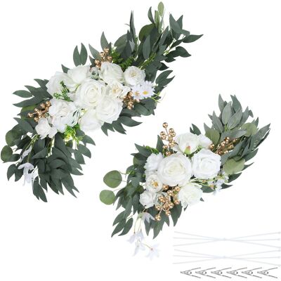 Uxcell 2 Pièces Pour De Mariage 26\\\" Fleurs Artificielles En Soie Avec Pinces Blanches - Publicité Uxcell 2 Pièces Pour De Mariage 26\\\" Fleurs Artificielles En Soie Avec Pinces Blanches - Publicité