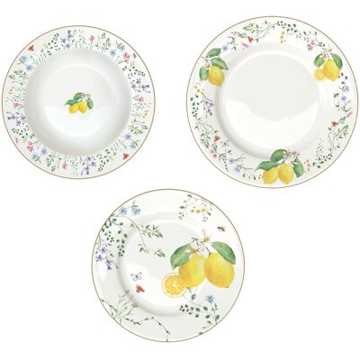Easy Life Ensemble Assiettes Fleurs Et Citrons Limoni 18 Pièces Porcelaine - Publicité Easy Life Ensemble Assiettes Fleurs Et Citrons Limoni 18 Pièces Porcelaine - Publicité