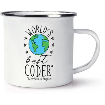 Gift Base Mug En Émail Du Meilleur Programmeur Du Monde Blague Drôle Préféré Ordinateur Pc - Publicité Gift Base Mug En Émail Du Meilleur Programmeur Du Monde Blague Drôle Préféré Ordinateur Pc - Publicité