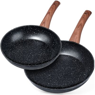 Sans Marque Zestaw Patelni Granitowy Black&wood 20 / 24 Cm 2 Szt. Publicité Sans Marque Zestaw Patelni Granitowy Black&wood 20 / 24 Cm 2 Szt. Publicité