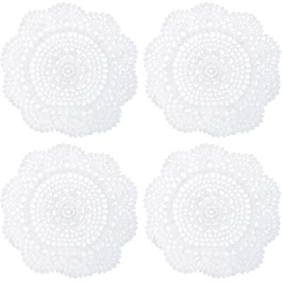 Uxcell Tissu Sous-Verres, 4pcs 8\" - Coton Tissé Crochet Broderie Tasse Tapis (Blanc) - Publicité Uxcell Tissu Sous-Verres, 4pcs 8\" - Coton Tissé Crochet Broderie Tasse Tapis (Blanc) - Publicité