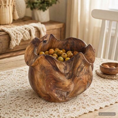Corbeille À Fruits Jepara Marron Teck Ø 35 Cm Vidaxl - Publicité Corbeille À Fruits Jepara Marron Teck Ø 35 Cm Vidaxl - Publicité