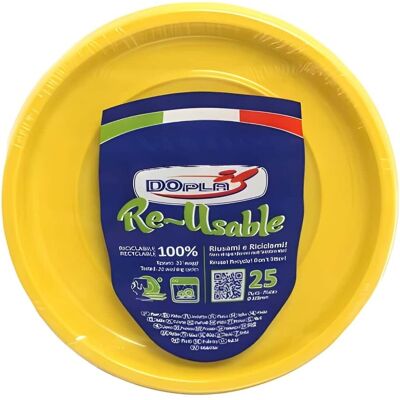 Vaisselle Étages Réutilisables Jaune De 22 Cm 25 Pièces Plastique Dopla - Fête - Publicité Vaisselle Étages Réutilisables Jaune De 22 Cm 25 Pièces Plastique Dopla - Fête - Publicité
