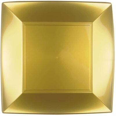 Gold Plast Assiettes Plates Nice Or Carrées 23x23 Cm 12pz Goldplast - Fêtes Noël - Publicité Gold Plast Assiettes Plates Nice Or Carrées 23x23 Cm 12pz Goldplast - Fêtes Noël - Publicité